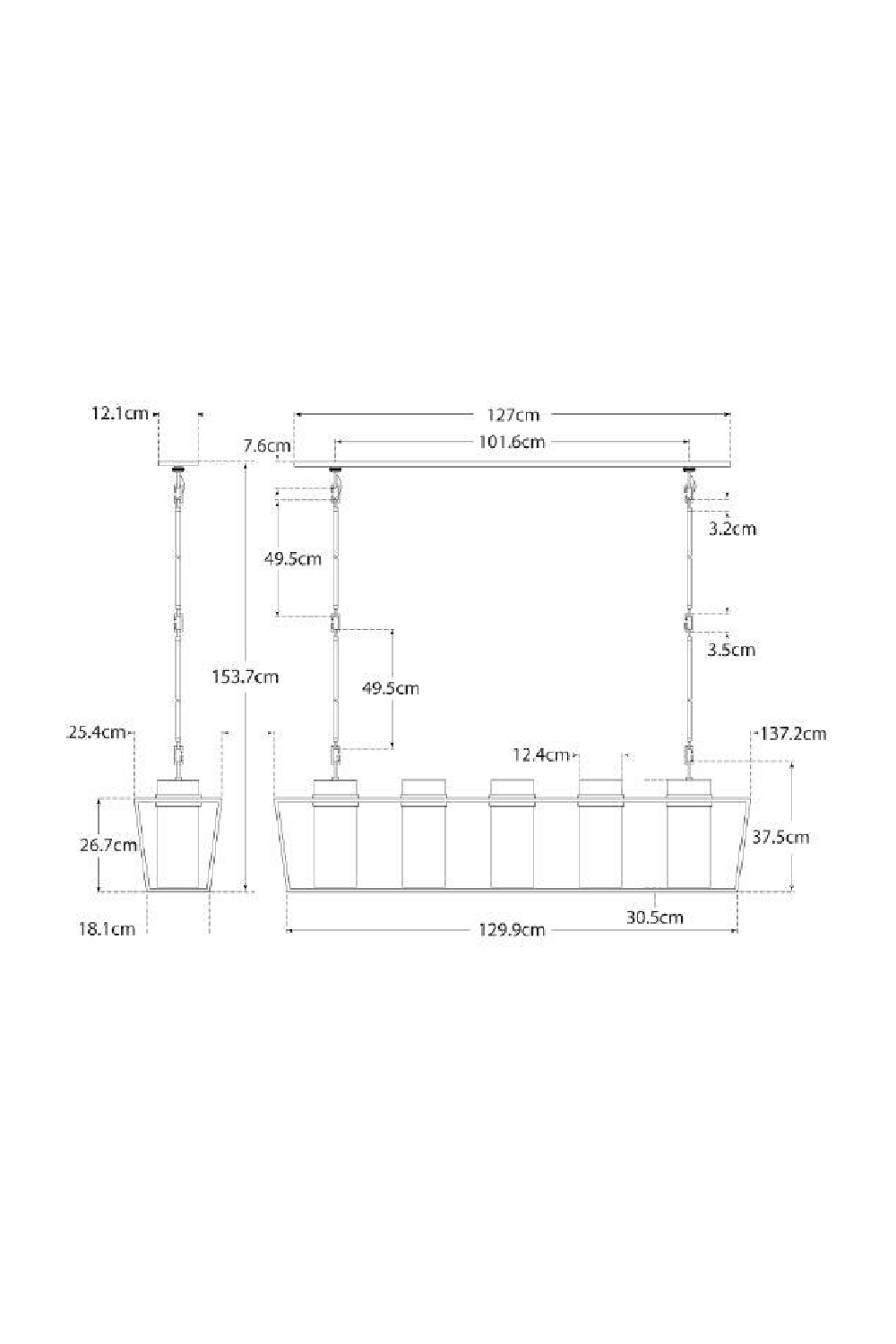 5-Light Linear Pendant Lamp | Andrew Martin Presidio