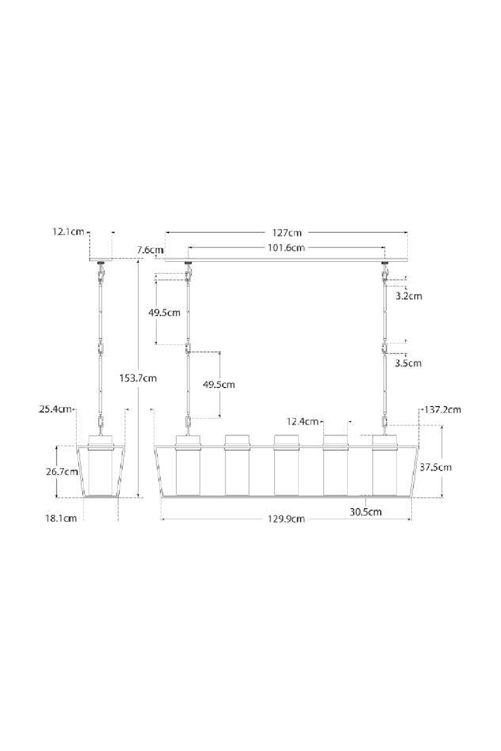 5-Light Linear Pendant Lamp | Andrew Martin Presidio