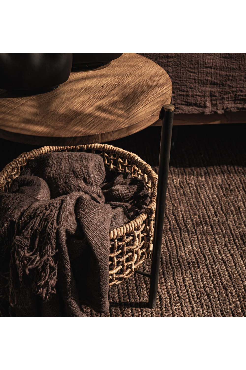 Abaca Basket  Round Side Table