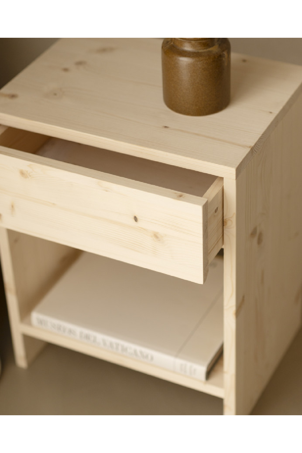 1-Drawer Wooden Bedside Table | Decowood Martina