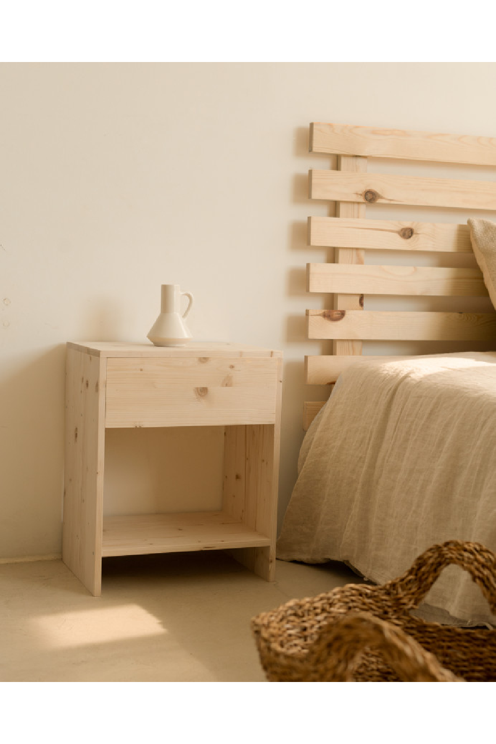 1-Drawer Wooden Bedside Tables (2) | Decowood Martina