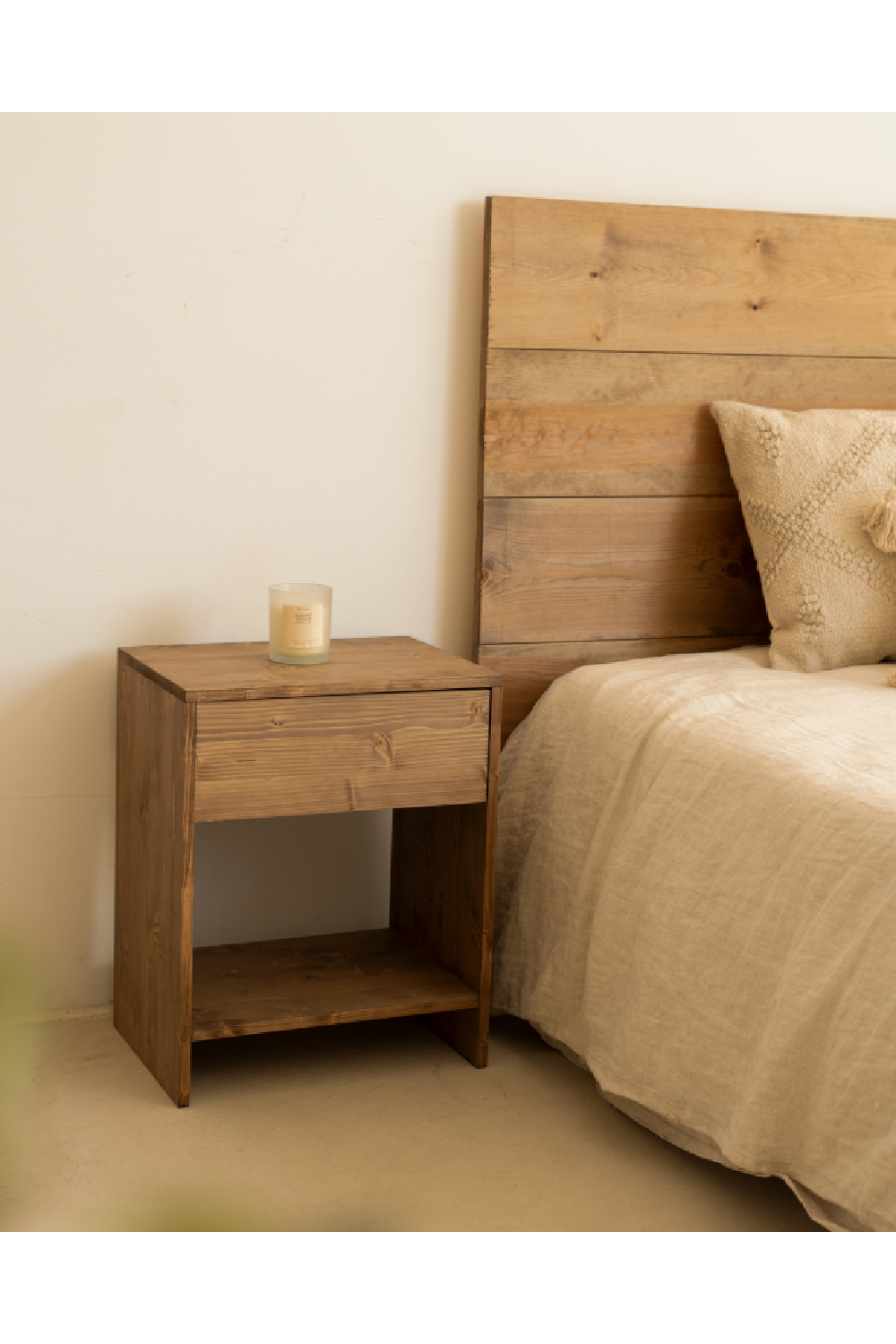 1-Drawer Wooden Bedside Tables (2) | Decowood Martina