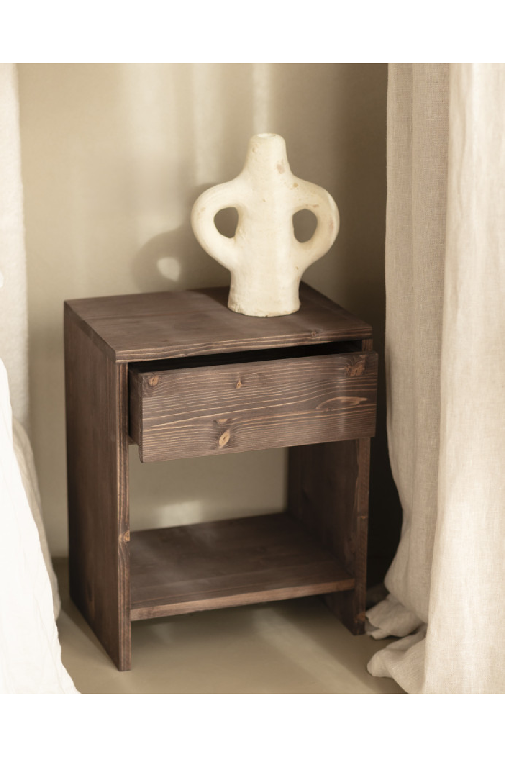 1-Drawer Wooden Bedside Tables (2) | Decowood Martina