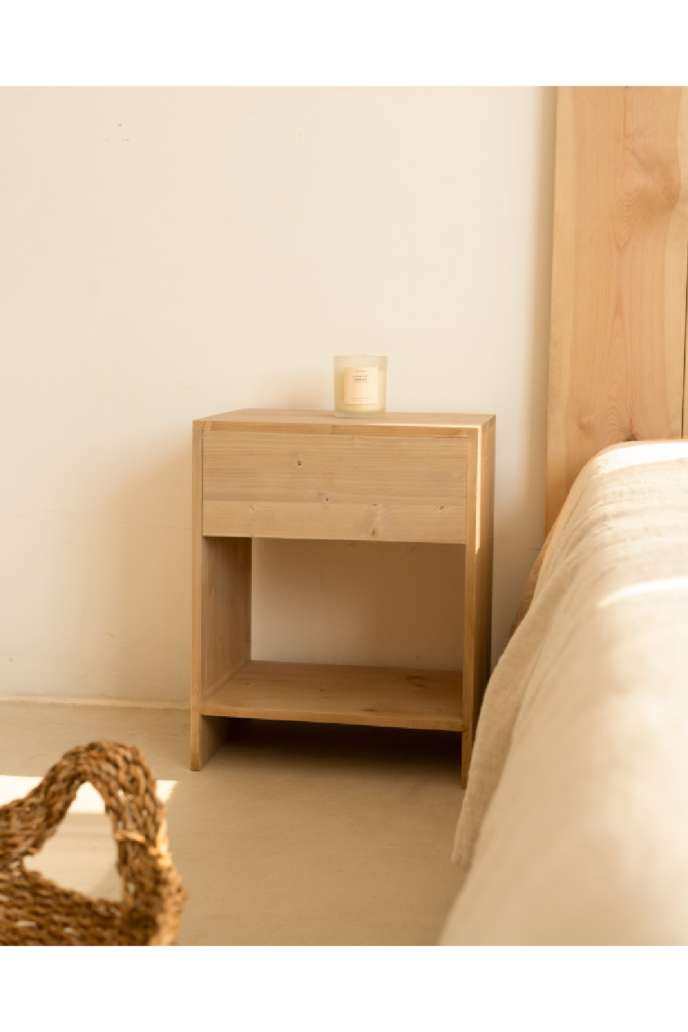 1-Drawer Wooden Bedside Tables (2) | Decowood Martina