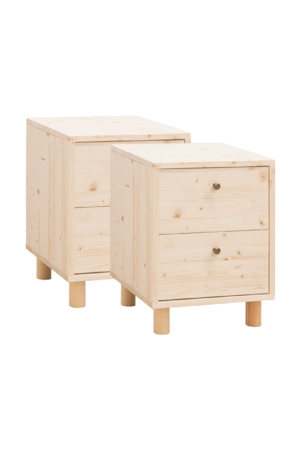 2-Drawer Wooden Nightstand Set (2) | Decowood Saura