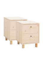 2-Drawer Wooden Nightstand Set (2) | Decowood Saura