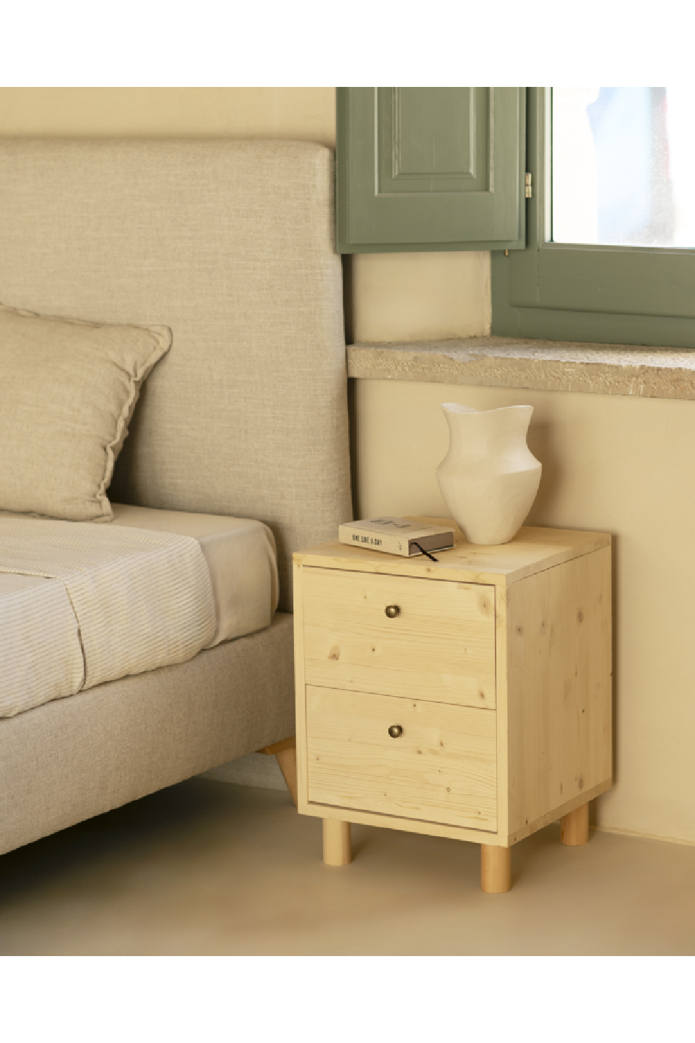 2-Drawer Wooden Nightstand Set (2) | Decowood Saura