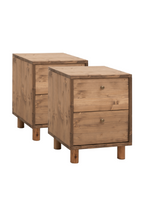 2-Drawer Wooden Nightstand Set (2) | Decowood Saura