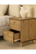 2-Drawer Wooden Nightstand Set (2) | Decowood Saura