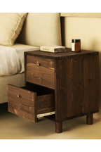 2-Drawer Wooden Nightstand Set (2) | Decowood Saura