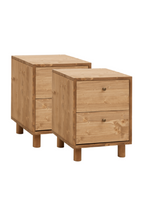 2-Drawer Wooden Nightstand Set (2) | Decowood Saura
