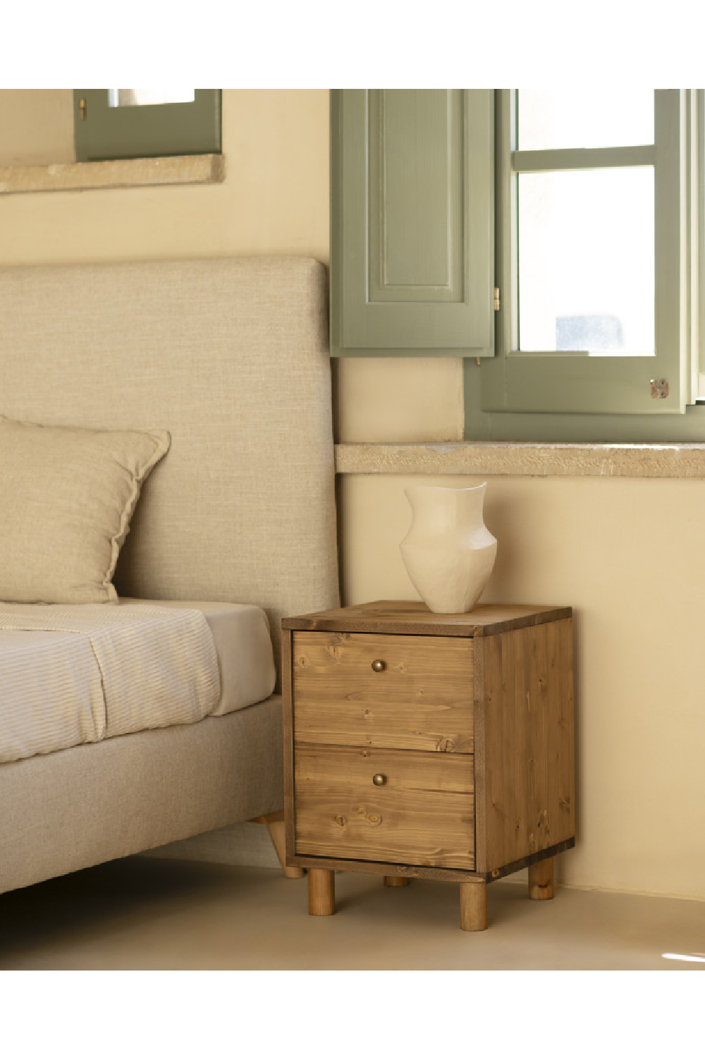 2-Drawer Wooden Bedside Table | Decowood Saura