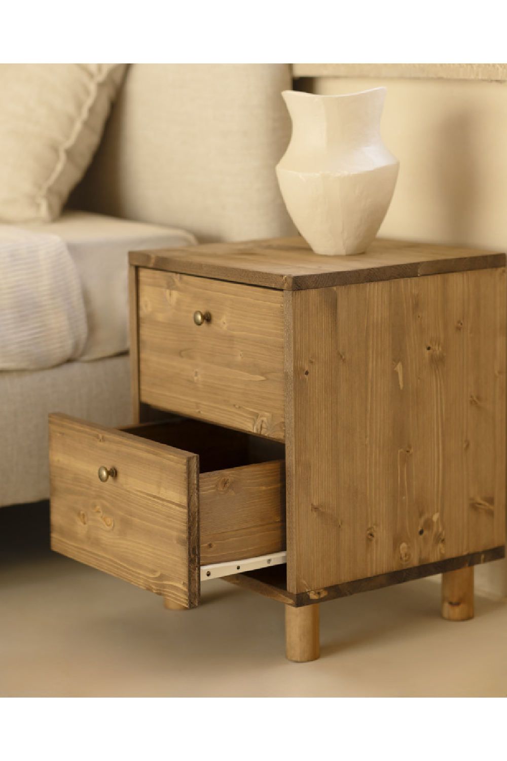 2-Drawer Wooden Bedside Table | Decowood Saura