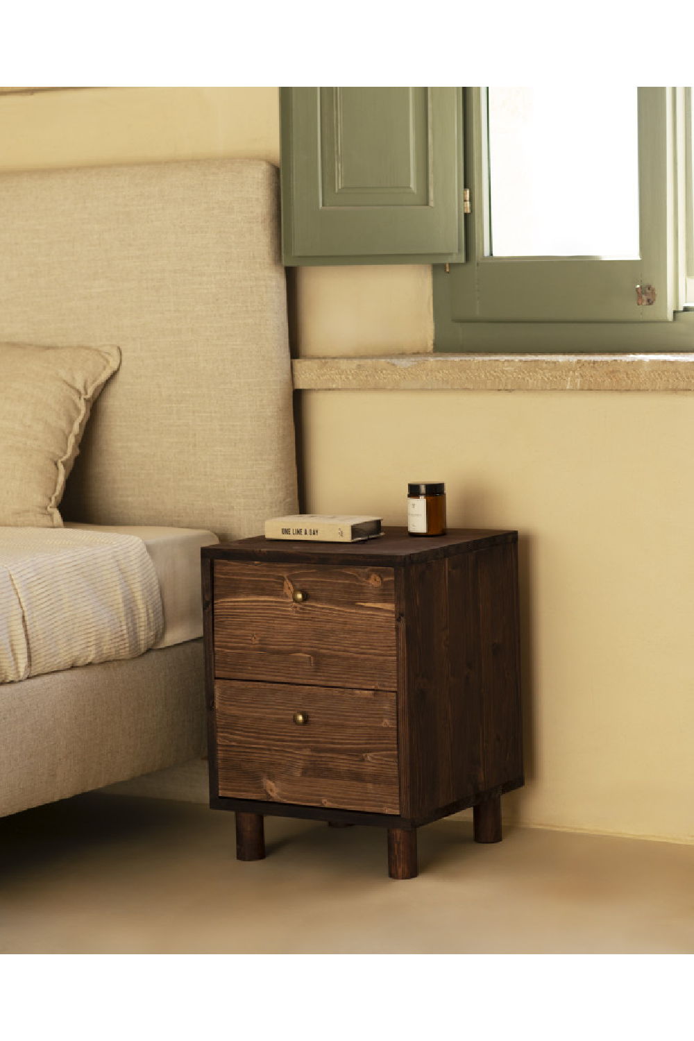 2-Drawer Wooden Bedside Table | Decowood Saura
