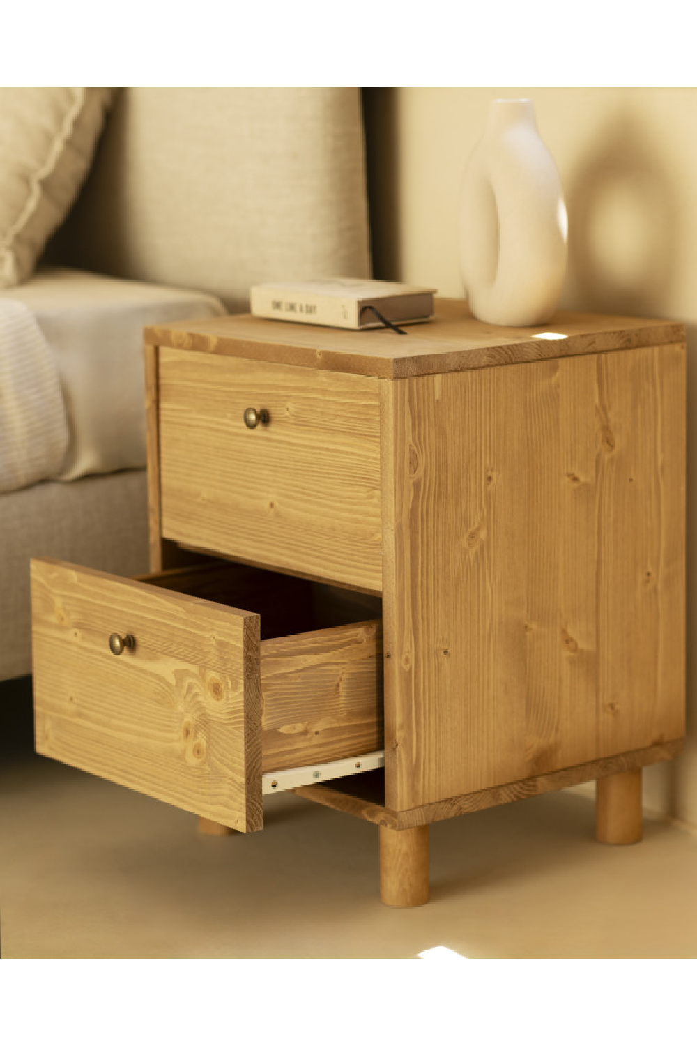 2-Drawer Wooden Bedside Table | Decowood Saura