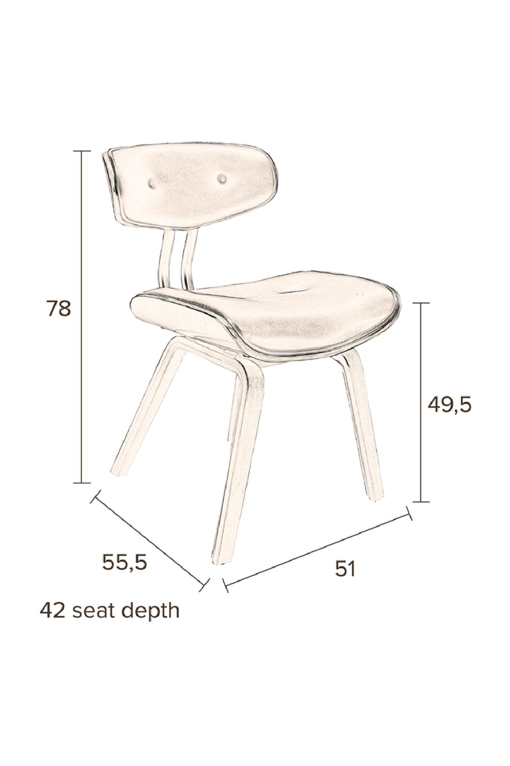 50s Inspired Padded Dining Chair | Dutchbone Blackwood