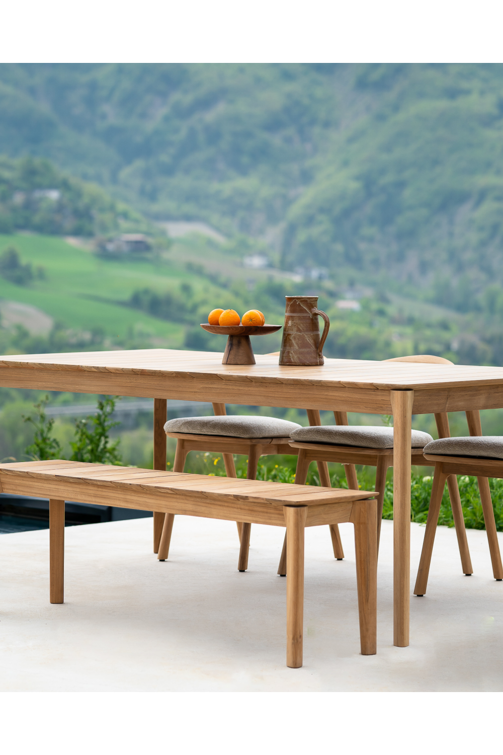 3-Seater Teak Cushioned Outdoor Bench | Ethnicraft Bok