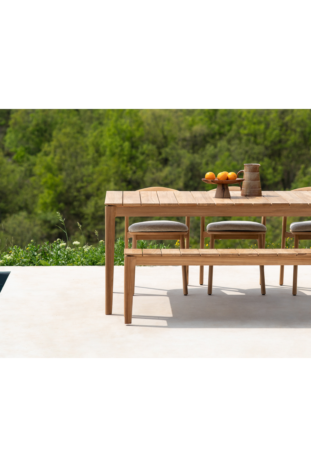 3-Seater Teak Cushioned Outdoor Bench | Ethnicraft Bok