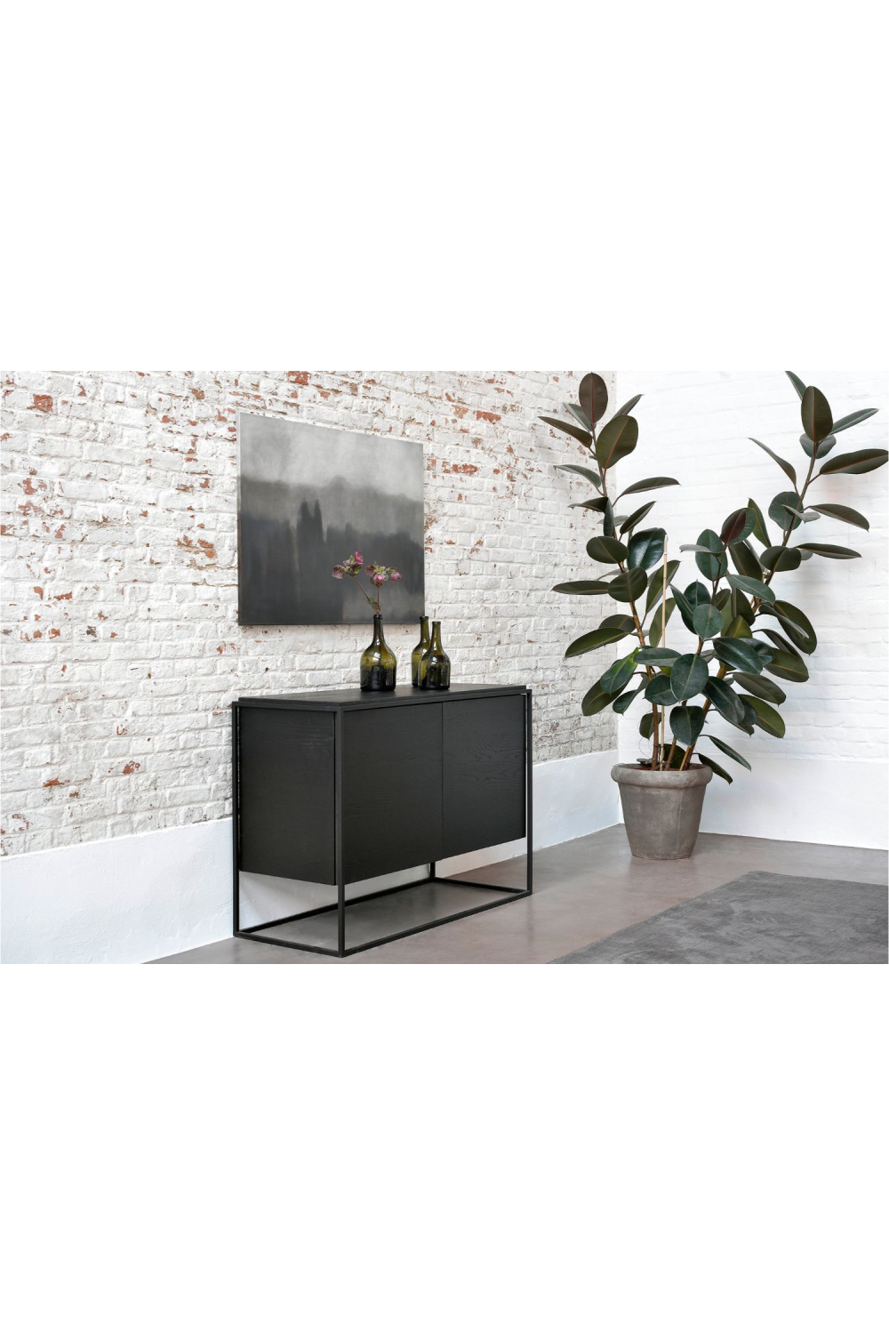 2-Door Wooden Black Oak Sideboard | Ethnicraft Monolit