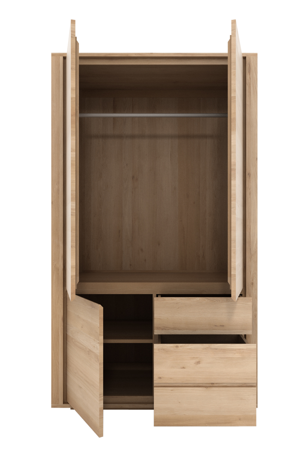 3-Door Oak Wood Wardrobe Cabinet | Ethnicraft Shadow