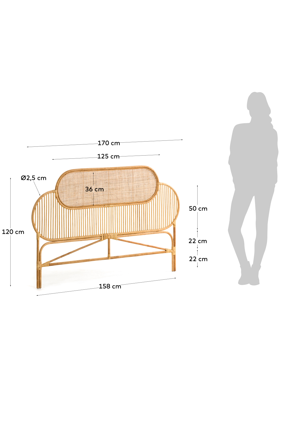 (Open box) Natural Weaved Rattan Queen Headboard 67 | La Forma Lalita