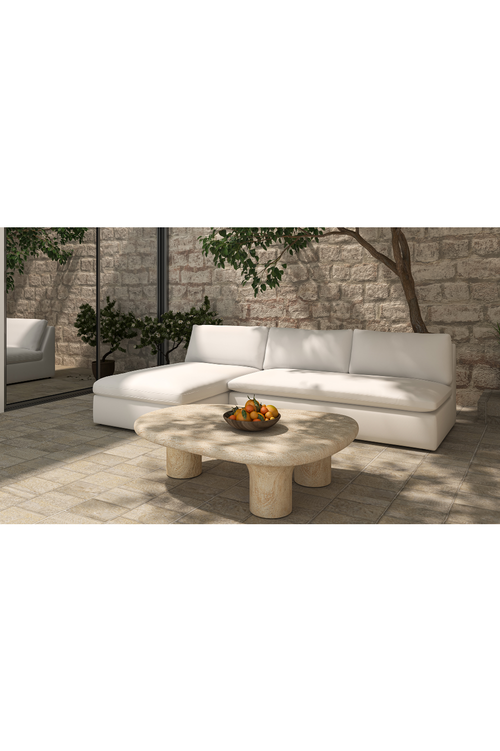 2-Piece White Outdoor Modular Sofa | Novi Living Miles