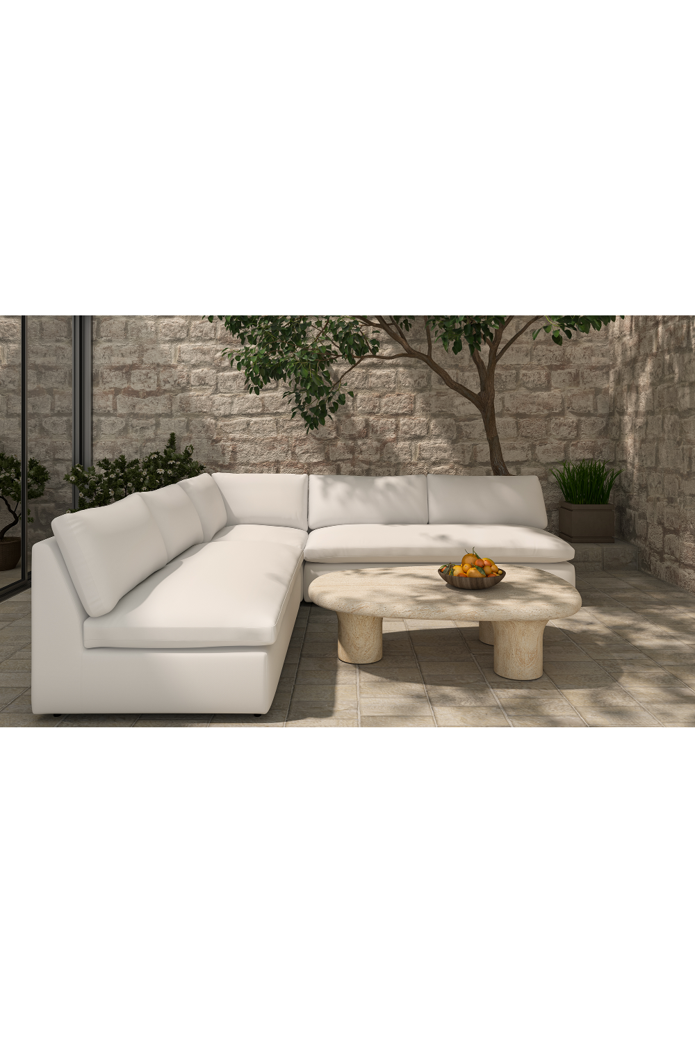 5-Piece White Outdoor Modular Sofa | Novi Living Miles