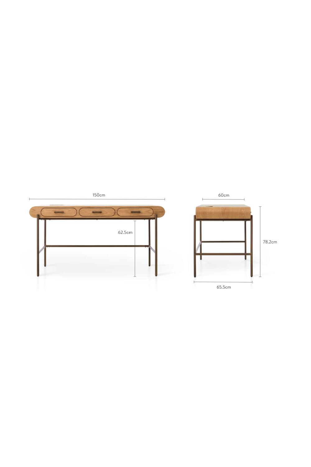 3-Drawer Wooden Desk | NV Gallery Drysdale