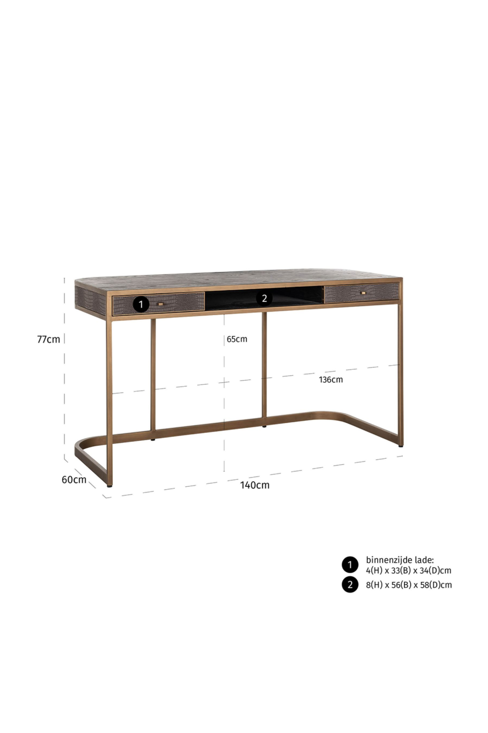 2-Drawer Curved Desk | Richmond Interiors Classio
