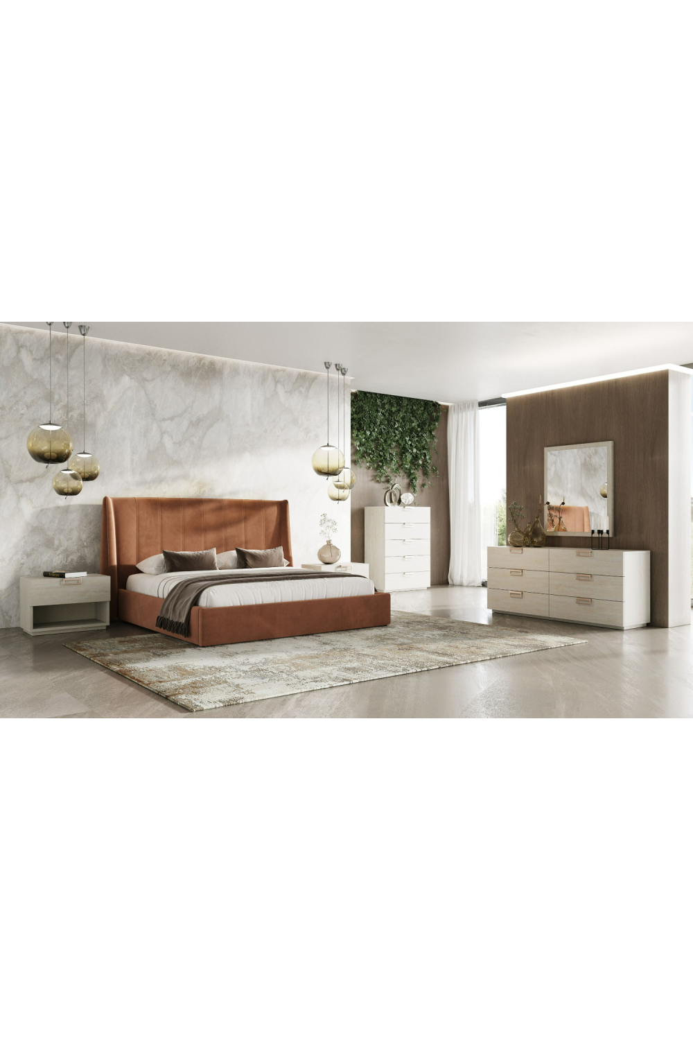 5-Drawer Travertine Chest | OROA Modern Lago