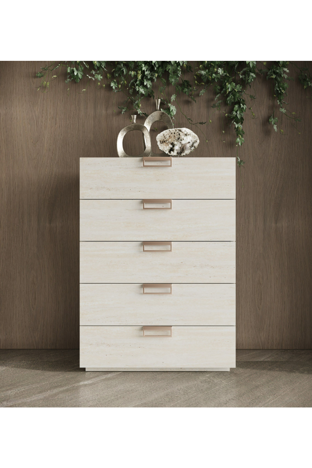 5-Drawer Travertine Chest | OROA Modern Lago
