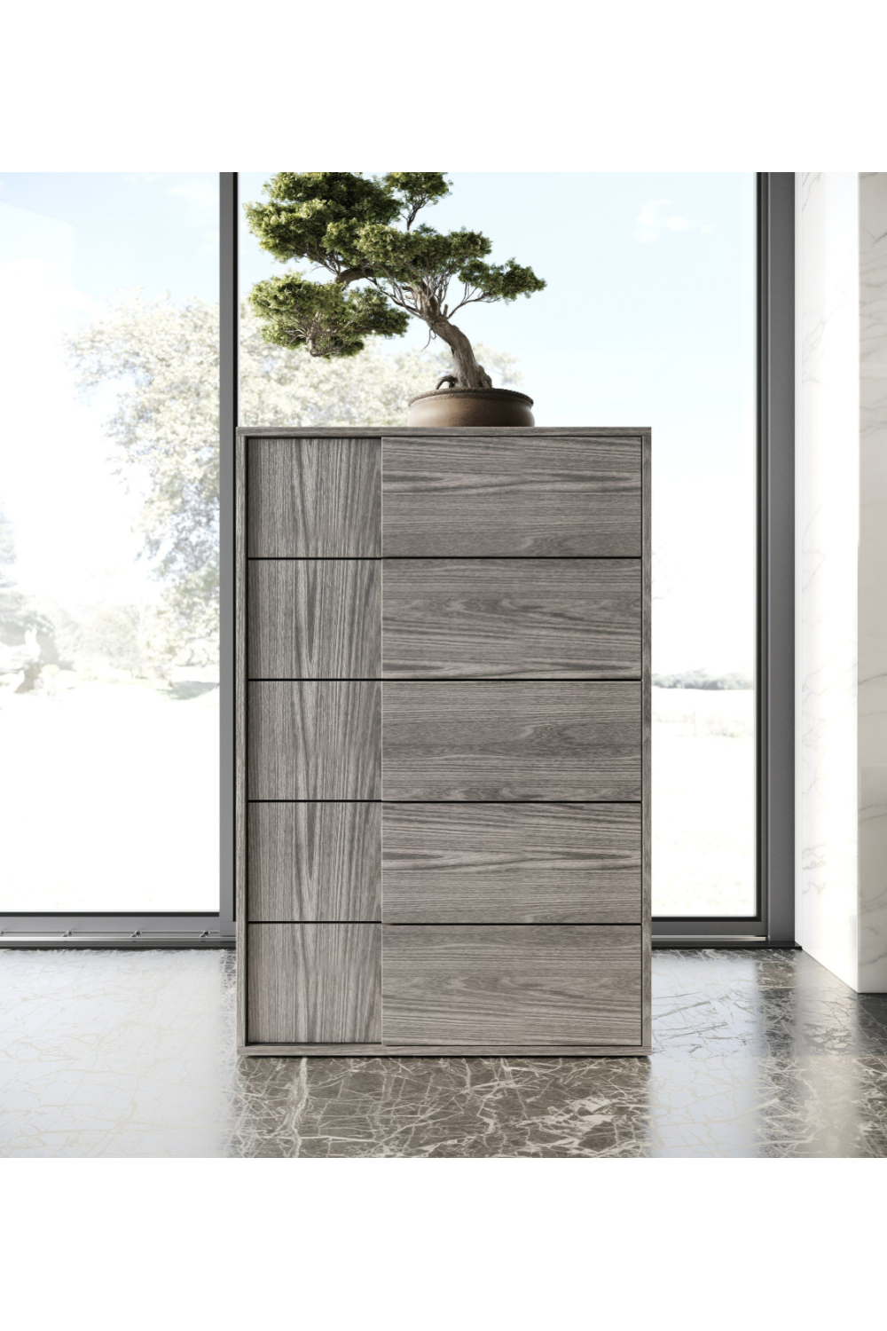 5-Drawer Gray Elm Chest | OROA Modern Asus