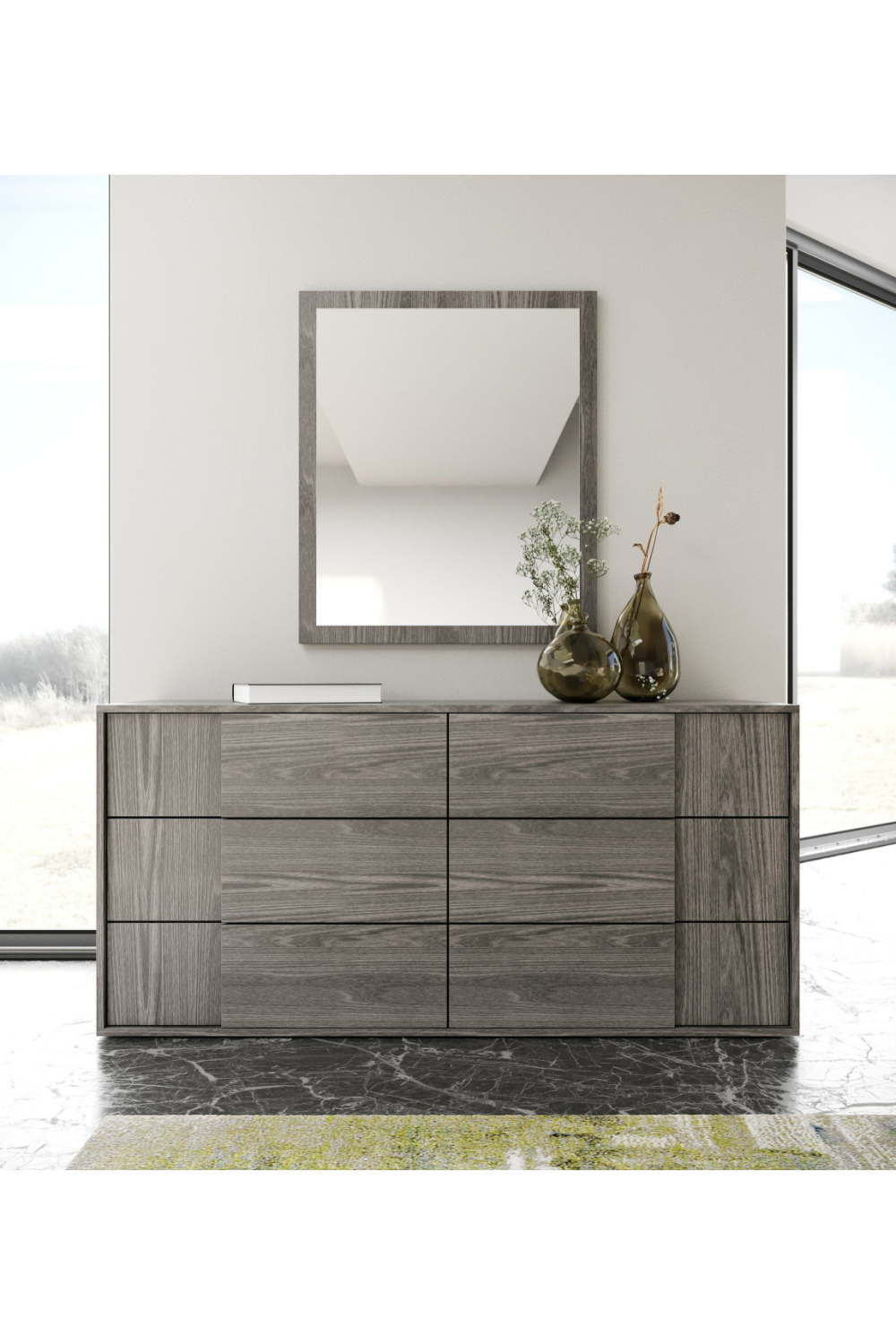 6-Drawer Gray Elm Dresser | OROA Modern Asus