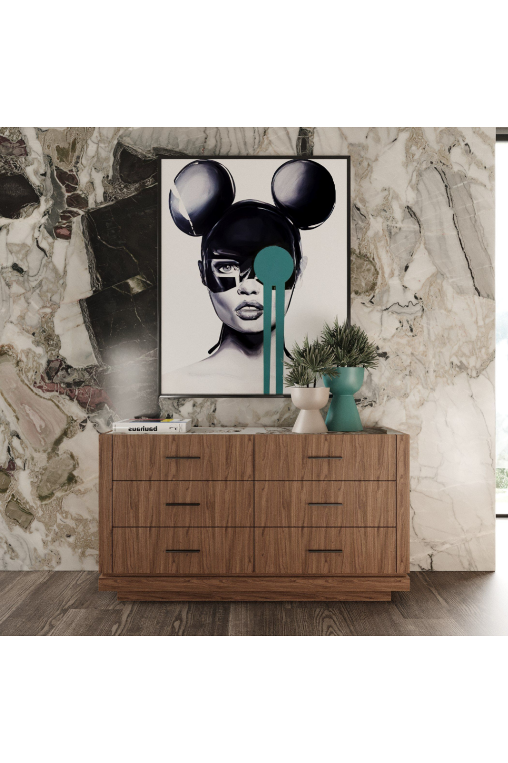 6-Drawer Walnut Dresser | OROA Modern Bailey