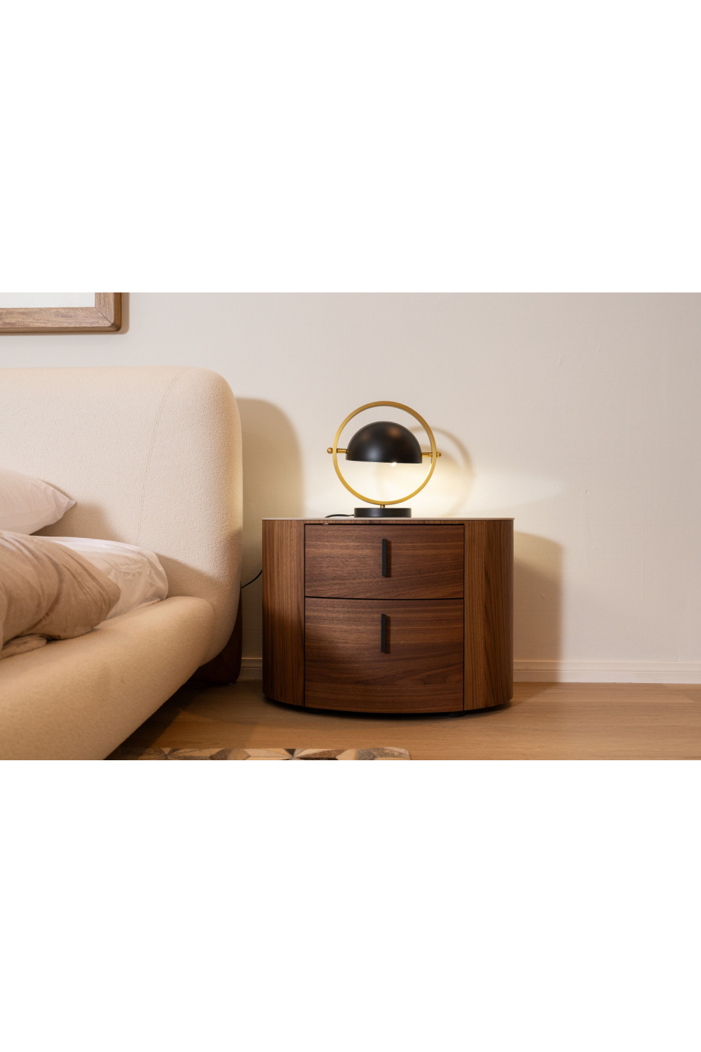 2-Drawer Walnut Nightstand | OROA Modern Chelton