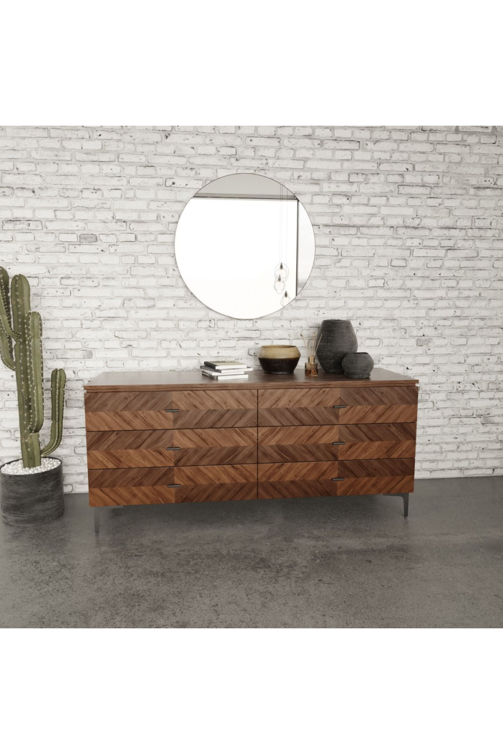 6-Drawer Walnut Dresser | OROA Modern Paula