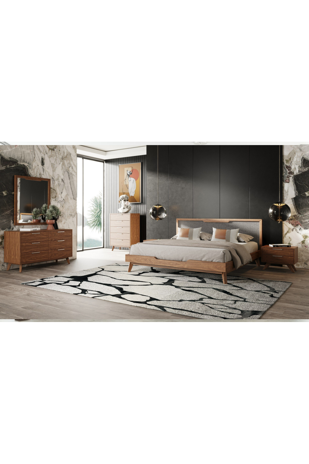 2-Drawer Walnut Nightstand | OROA Modern Soria