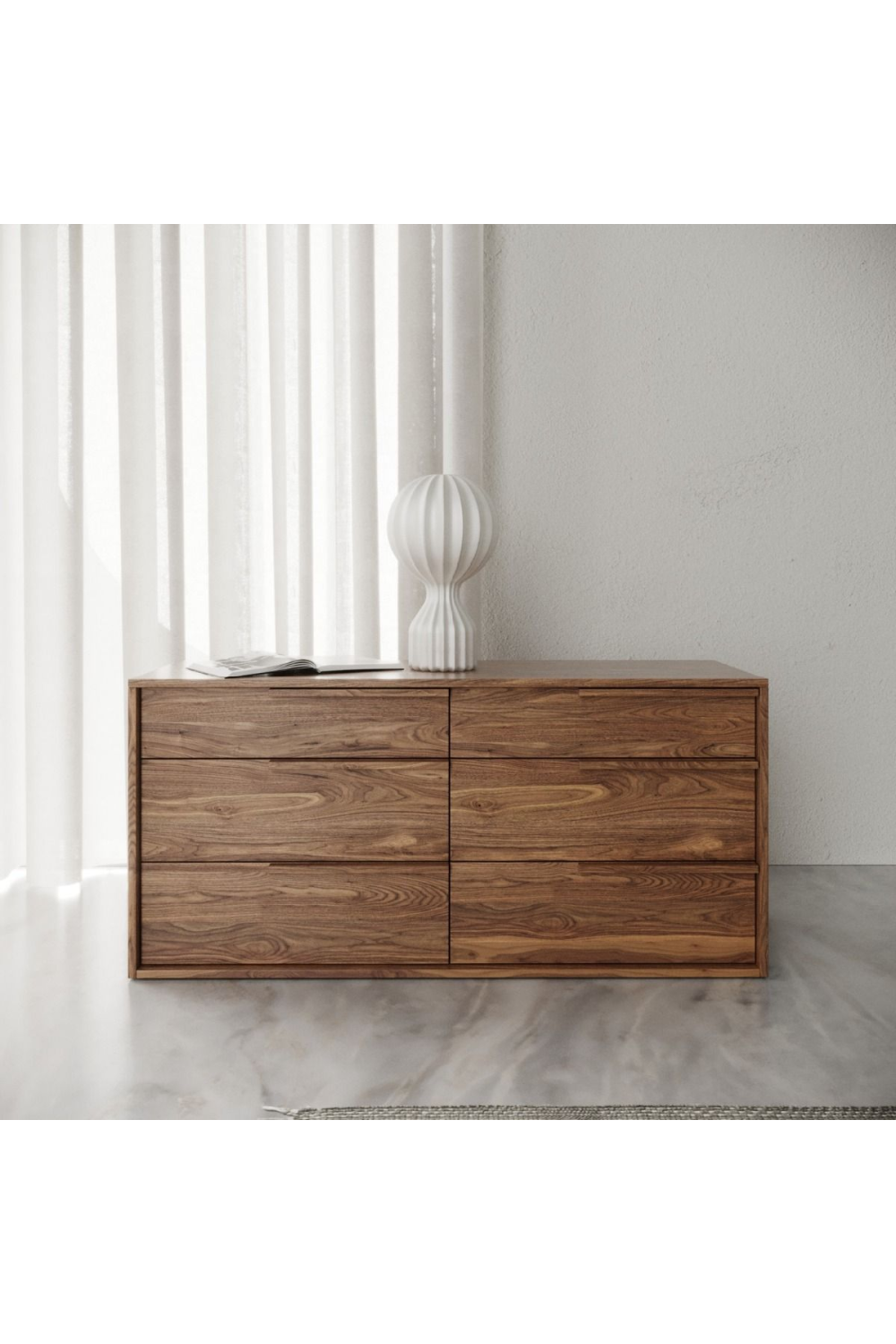 6-Drawer Walnut Veneer Dresser | OROA Modern Amberlie
