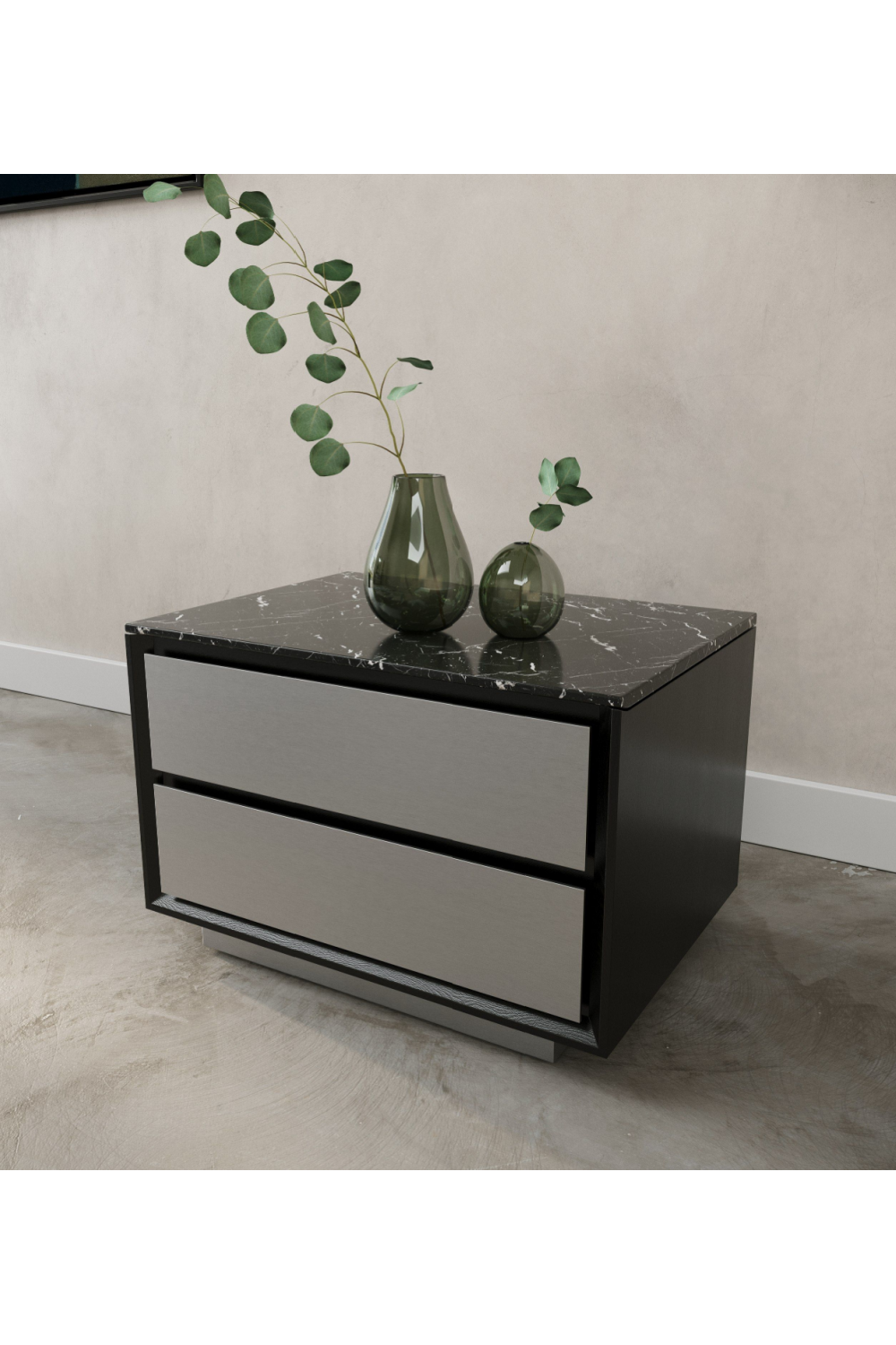 2-Drawer Aluminum Nightstand | OROA Modern Concord