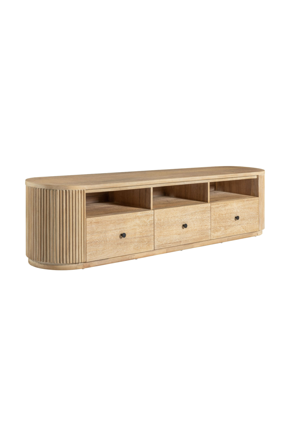 3-Drawer Natural Acacia TV Stand | OROA Modern Jacobson