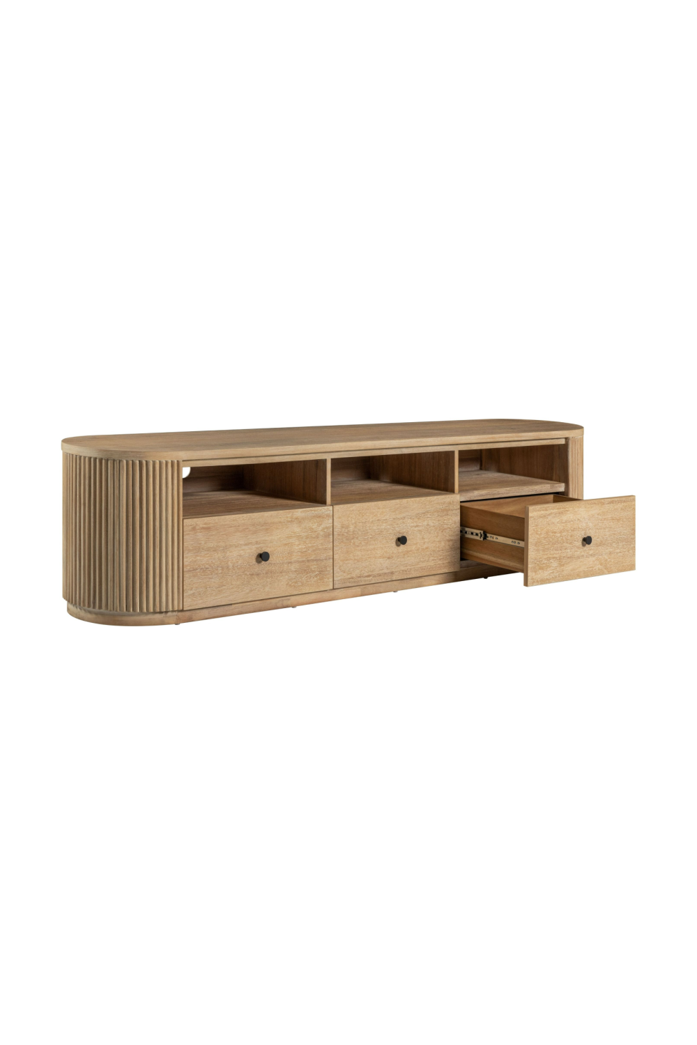 3-Drawer Natural Acacia TV Stand | OROA Modern Jacobson