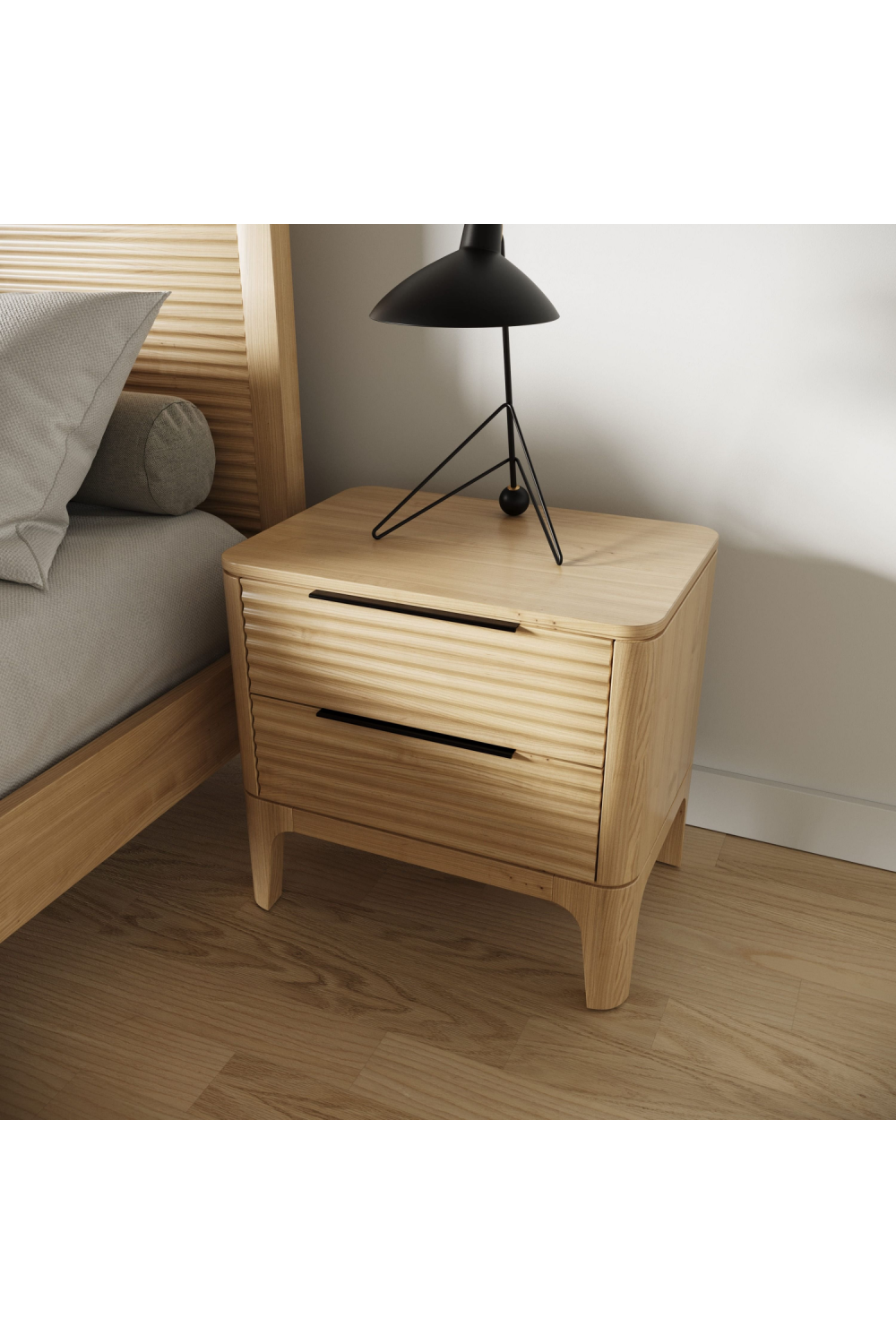 2-Drawer Solid Oak Nightstand | OROA Modern Seattle
