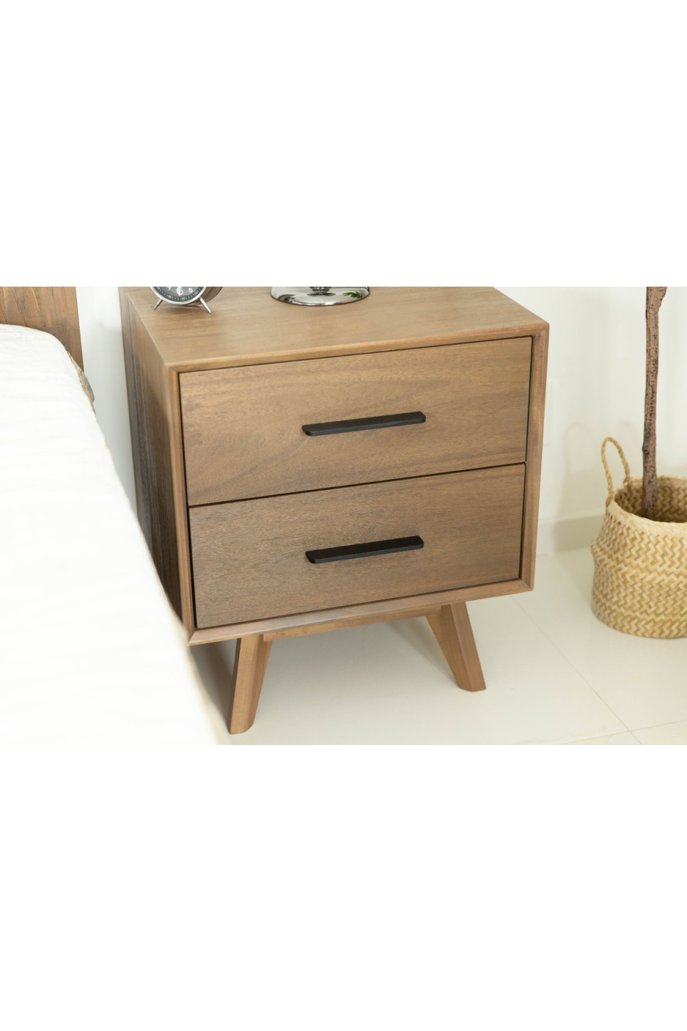 2-Drawer Acacia Wood Nightstand | OROA Modern Claire