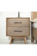 2-Drawer Acacia Wood Nightstand | OROA Modern Claire