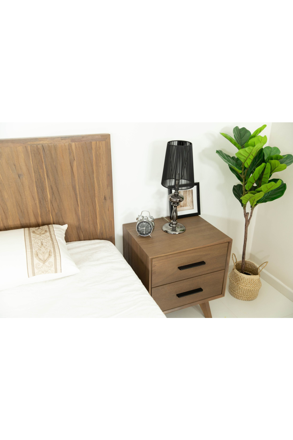 2-Drawer Acacia Wood Nightstand | OROA Modern Claire
