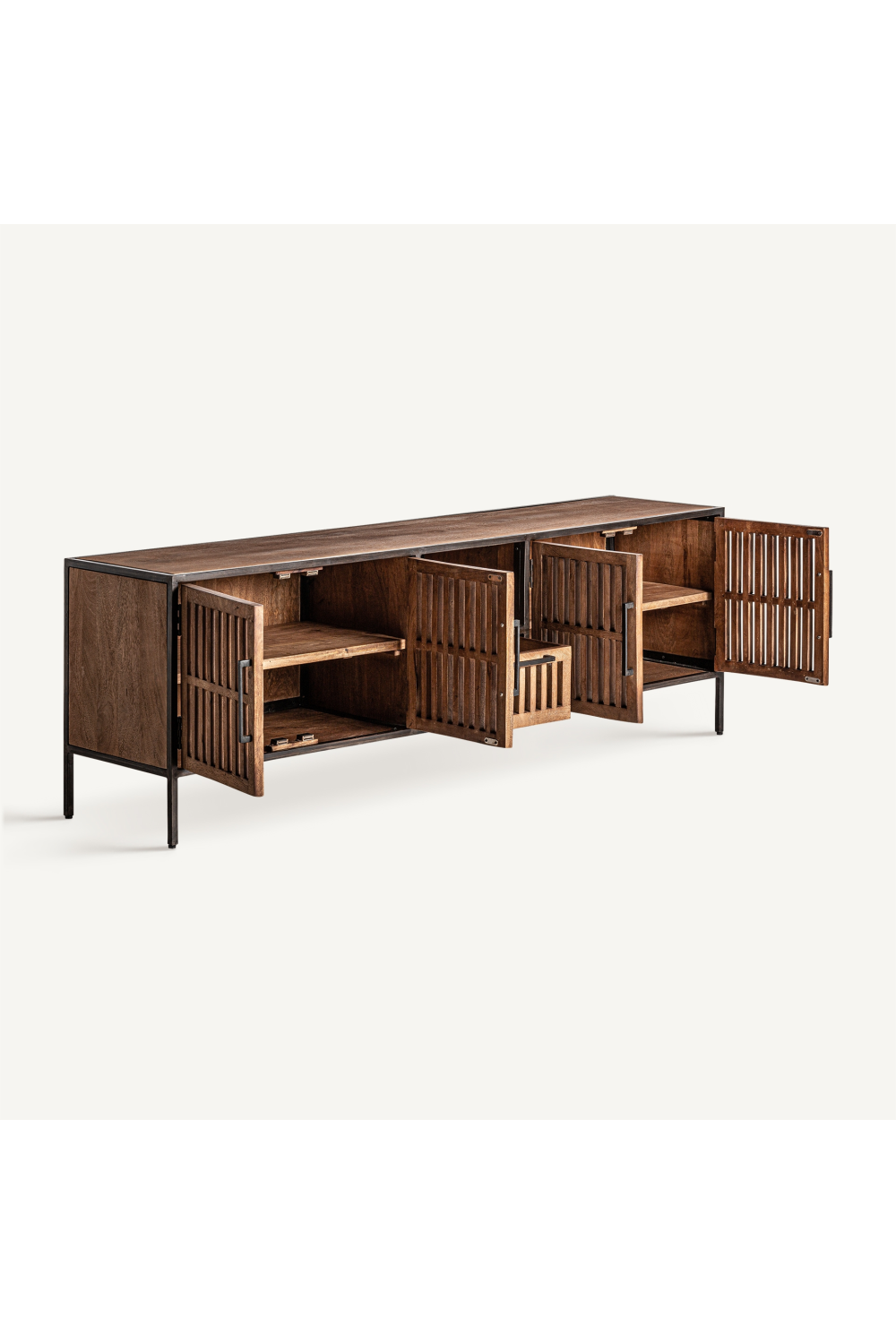 4-Door Mango Wood Media Unit | Vical Home Gaffney