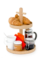 2-Tier Oak Condiment T top Stand | Wireworks Cook House