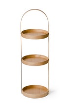 3 Tray Round Oak Storage Caddy | Wireworks Mezza