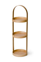 3 Tray Round Oak Storage Caddy | Wireworks Mezza