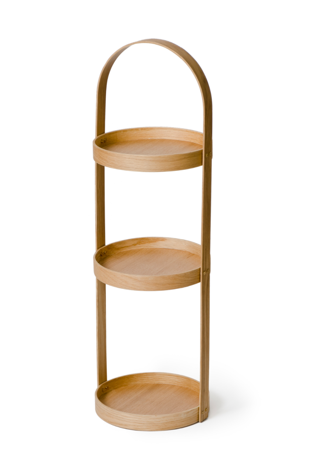 3 Tray Round Oak Storage Caddy | Wireworks Mezza